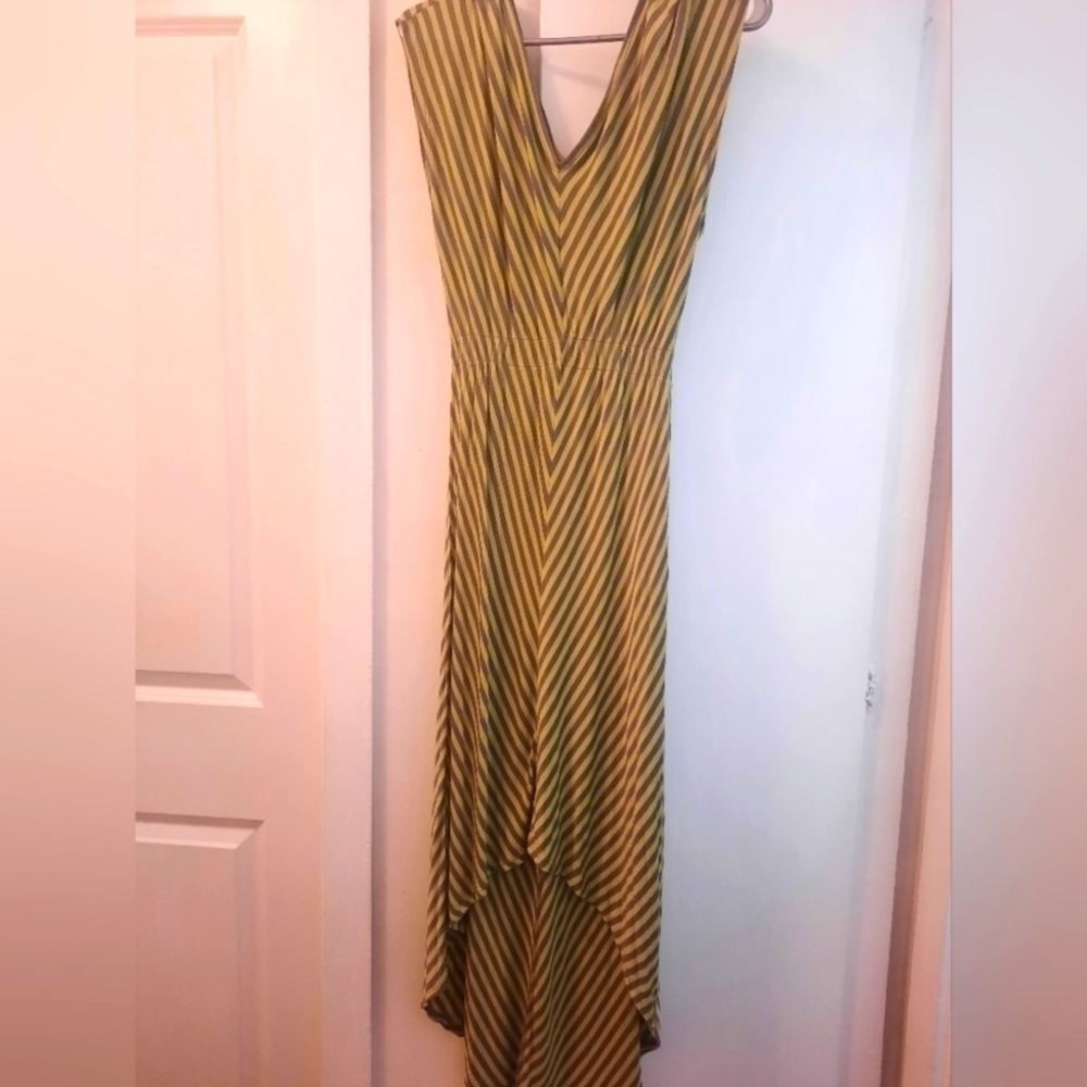 Lime Striped High Low Dress